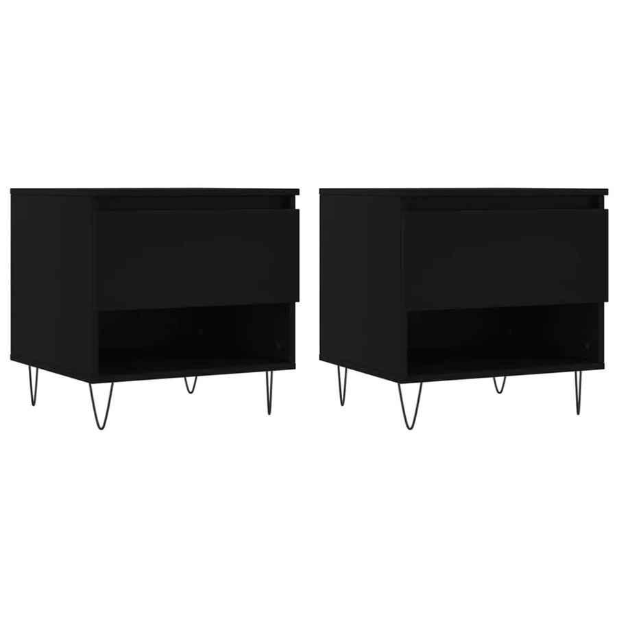 vidaXL Couchtisch Set aus 2 Stück in Schwarz, modernes Design aus Holzwerkstoff und Metall, B/T/H: 50 x 46 x 50 cm - Bild 2