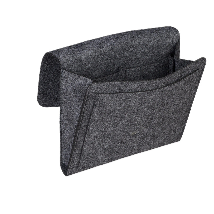 Relaxdays Betttasche aus Filz in Dunkelgrau mit 5 Fächern, B/H/T: 26 x 28 x 5 cm - Bild 2