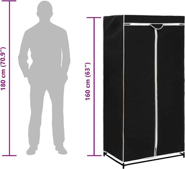 vidaXL Kleiderschrank-Set 2 Stück Schwarz B/T/H: 75 x 50 x 160 cm - Bild 3