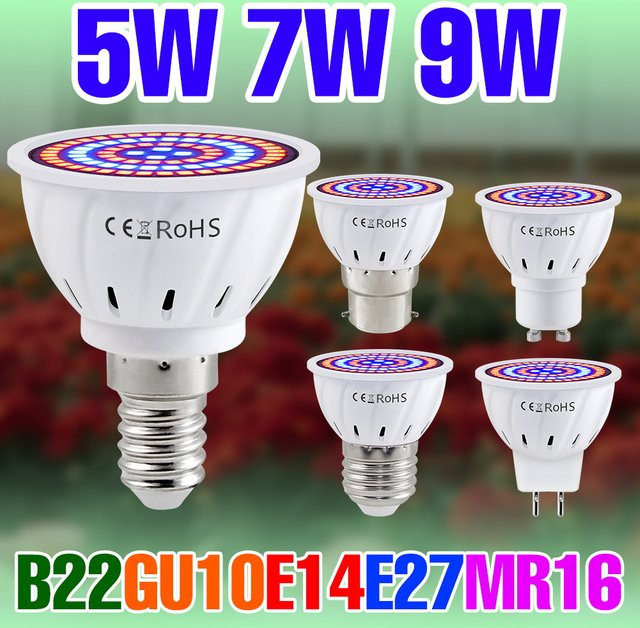 NJHIKG 9W Vollspektrum LED Pflanzenlampe E27 in Weiß für den Indoor-Pflanzenanbau - Bild 1