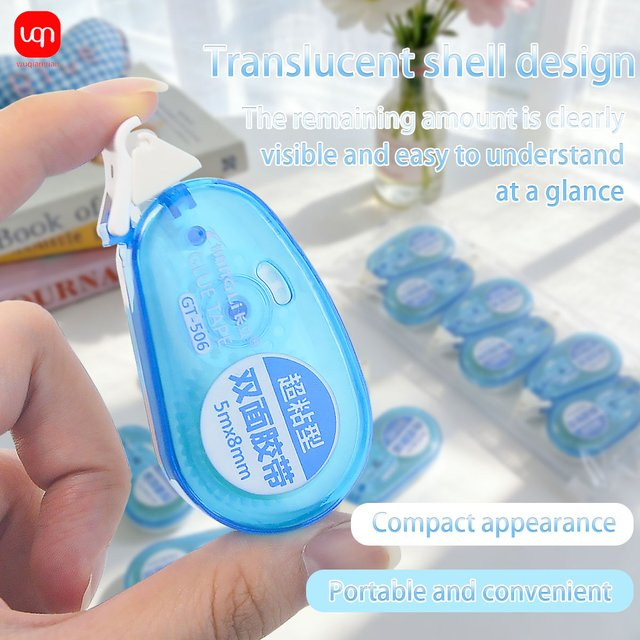 WQN-1 Set Doppelseitiges Klebeband mit Punktmuster für Scrapbook und Bastelarbeiten, Farben: Grün und Blau, Breite: 6 mm, Länge: 6 m - Bild 1