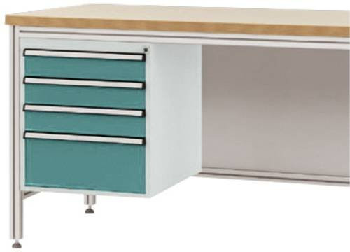 Manuflex ZB4822.5021 Gehäuse-Unterbau für ALU-Arbeitstische in Blau und Multicolour aus Stahl mit 4 Schubfächern, Nutzhöhe: 500 mm, für Tischtiefe: 800 mm - Bild 1