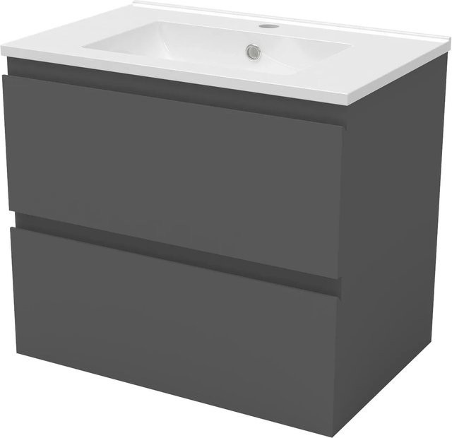 AICA Aalst Badmöbel Set: 2-teiliges Waschbecken mit Unterschrank in Anthrazit Matt mit Softclose, Breite: 60 cm - Bild 1