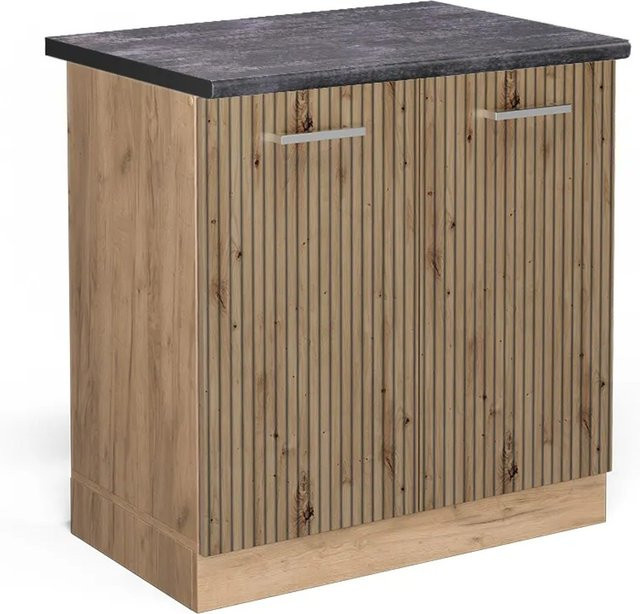 Vicco Spülenunterschrank R-Line in Artisan-Eiche und Goldkraft Eiche mit Anthrazit, Breite: 80 cm, Höhe: 81,6 cm, Tiefe: 60 cm - Bild 1