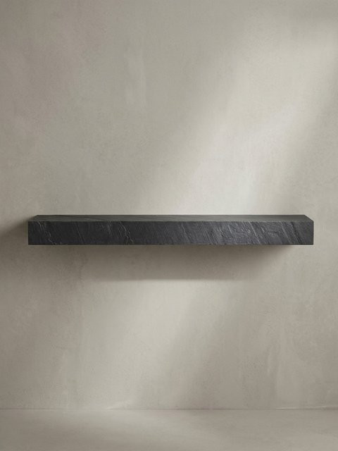 Wandregal KADIMA DESIGN aus Mango Massivholz in Steinoptik, Modern, Grau, B: 120 cm, T: 20 cm, H: 10 cm - Bild 1