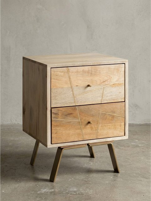 Nachttisch KADIMA DESIGN aus Mango Massivholz in Braun im Landhausstil, B/T/H: 40 x 40 x 56 cm - Bild 1