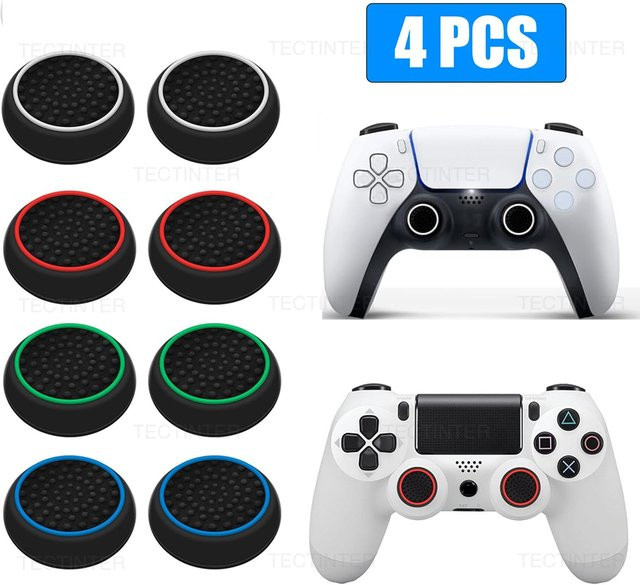 TECTINTER Silikon-Analogstick-Griffkappen im 4er-Set für PS5, PS4, PS3, Nintendo Switch, Xbox One, Xbox Series X/S und Xbox 360 Controller - Bild 1