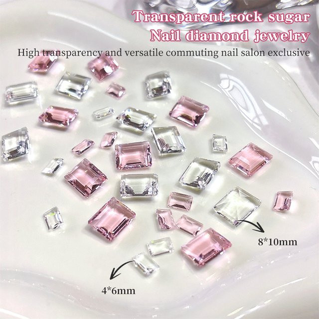 KANIU Nagelkunst-Dekoration, 5 Stück, quadratische Diamant-Nagelsteine, transparent, glänzend - Bild 1