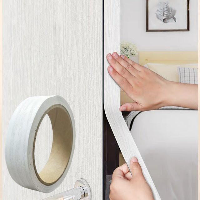 Holzfurnier Kantenband mit Holzmaserung in Weiß und Beige, Breite: 1,5 cm - Bild 1