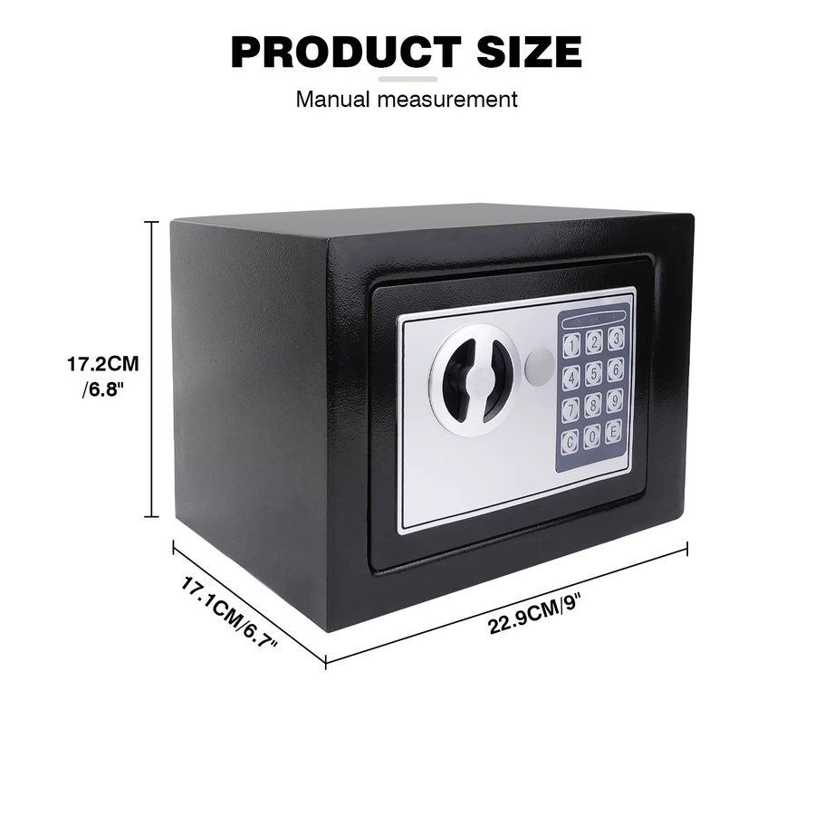 Digitaler Sicherheits-Stahlsafe Schwarz mit 4,6 l Volumen, Heim- und Bürosafe inklusive Ersatzschlüssel, H x B x T: 17 x 23 x 17 cm - Bild 2