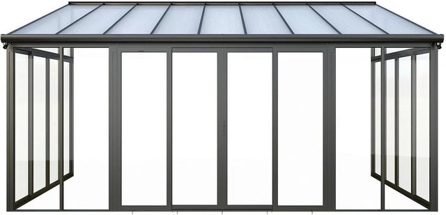 Selbsttragende Pergola Mathilda von Vente-unique aus Aluminium und Polycarbonat in Anthrazitgrau mit UV-Schutz, Breite: 546 cm - Bild 1