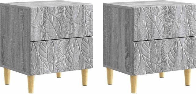 vidaXL Nachttisch Set 2 Stück Grau Sonoma, modernes Design für Schlafzimmer und Wohnzimmer, B/T/H: 43 x 34,5 x 48 cm - Bild 1
