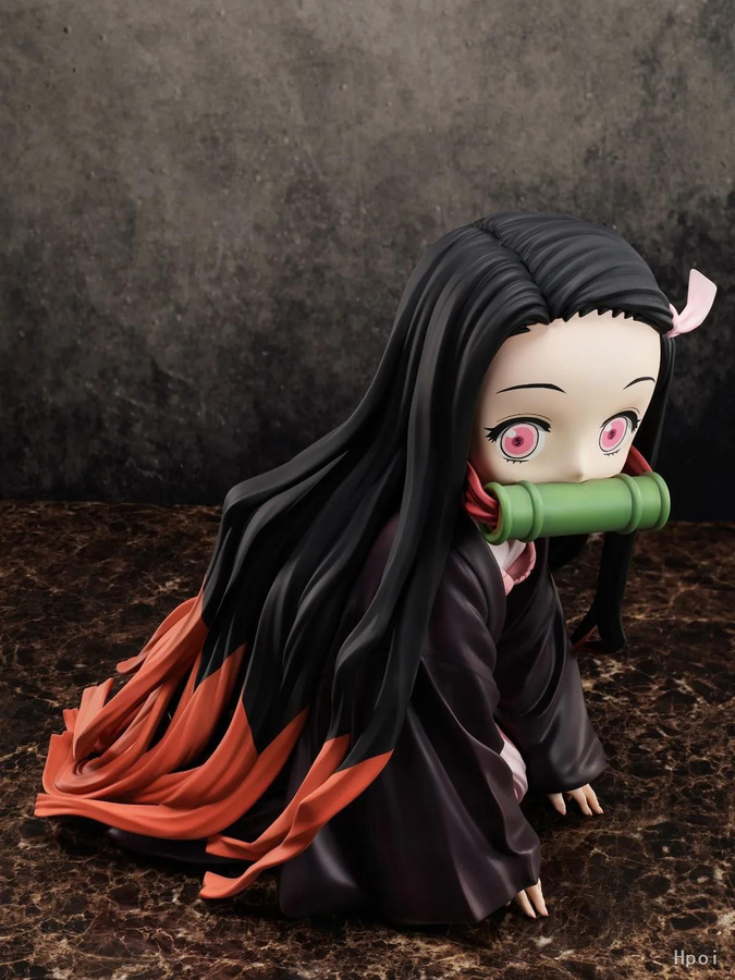 MIFEN Anime Figur Kamado Nezuko Dämonentöter Miniatur aus PVC in kniender Pose mit Koffer und Rucksack, Höhe: 9 cm - Bild 3