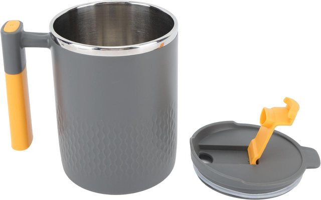 Fishine Isolierter Kaffeebecher aus 304 Edelstahl mit Henkel und Deckel, Grau, 450 ml - Bild 1