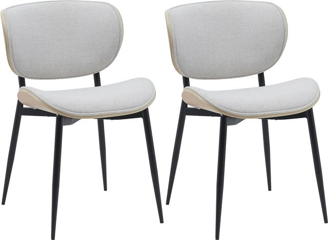 CLP 2er Set Esszimmerstuhl Enid mit Rückenlehne und Polsterung aus Holz und Kunstleder oder Stoff in modernem Design - Bild 1
