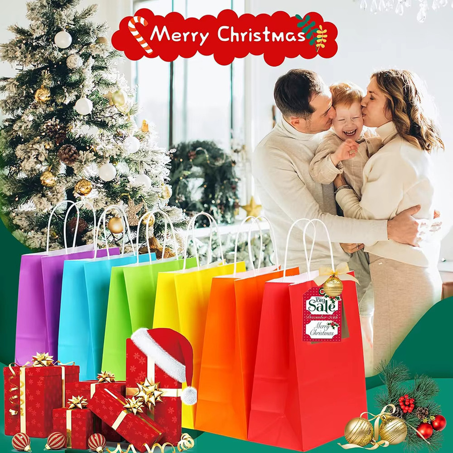Bunte Geschenktüten aus Kraftpapier mit Griffen für Party, Geburtstag oder Hochzeit in Mehrfarben - Bild 2