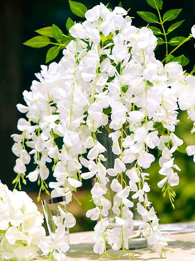 Smr Künstliche Rattan Blumen Girlande in Weiß und Lila für Hochzeiten, Garten und DIY Dekorationen - Bild 3
