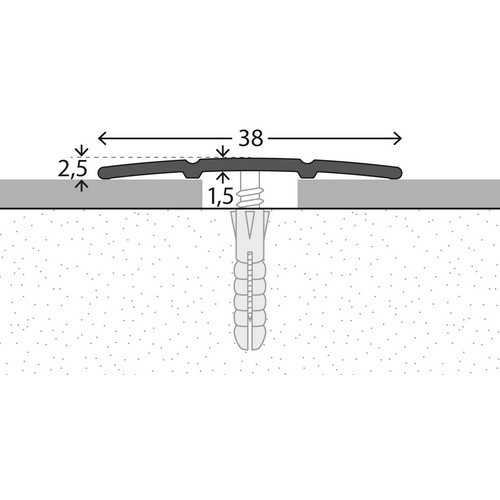 Carl Prinz Übergangsprofil aus Aluminium, goldfarben, B: 3,8 cm, H: 0,25 cm, mittig versenkt gelocht - Bild 1