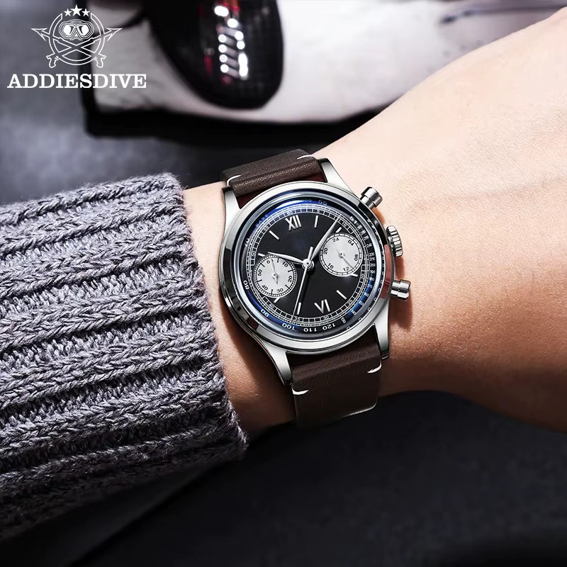 ADDIESDIVE Chronograph, Quarz, Edelstahl, Leder, Herren - Bild 6