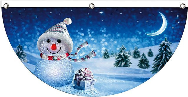 Weihnachtsgirlande als halbrunde Hängefahne für Outdoor und Heimdeko in Weiß und Blau von DIYelecs - Bild 1