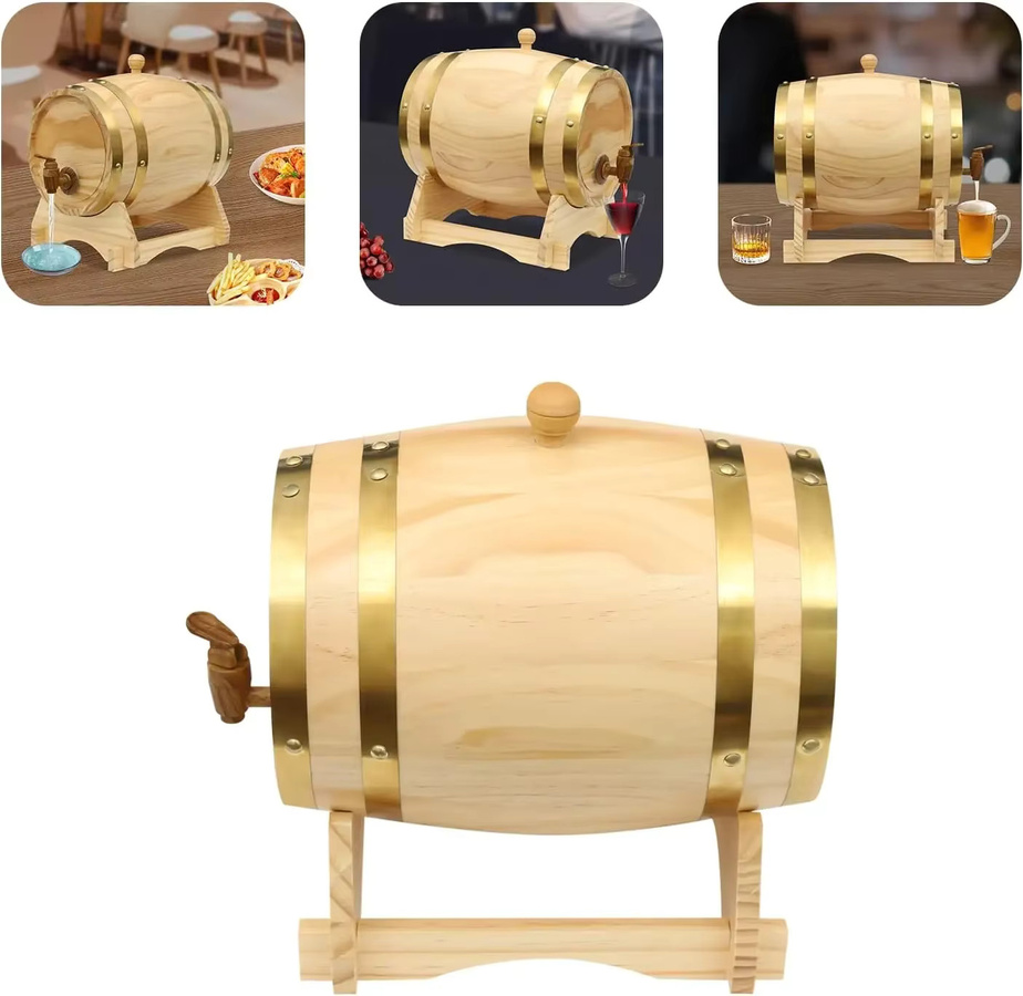 Bymaocar Vintage Holz Weinfass Spender in Braun mit 5 l Fassungsvermögen - Bild 2