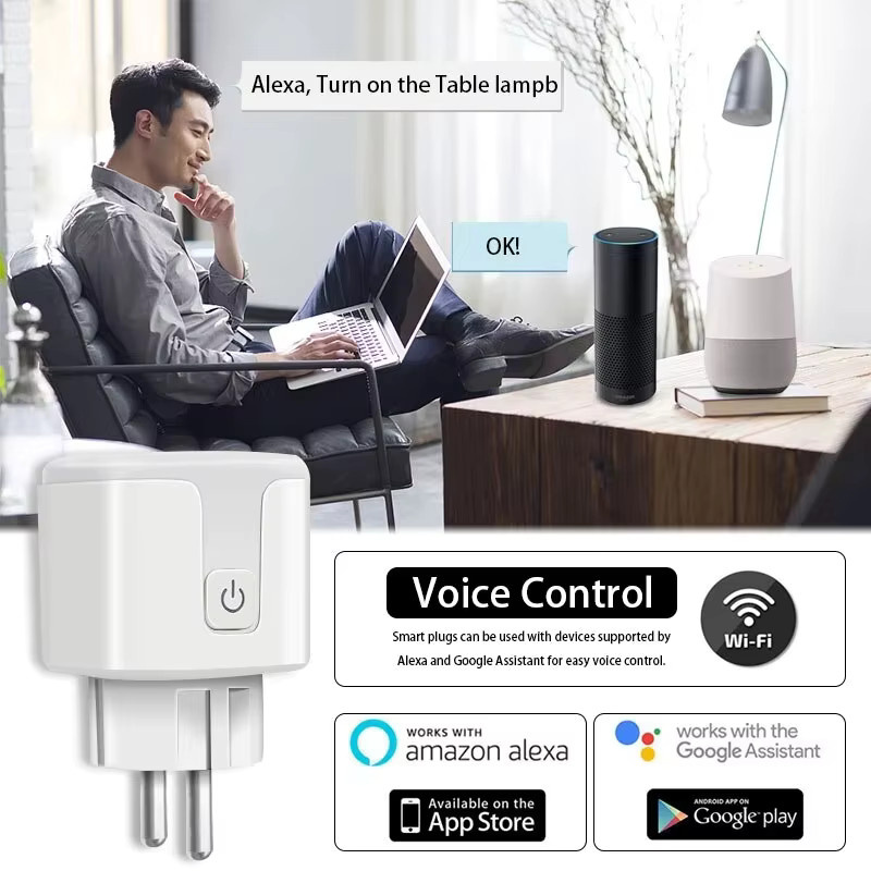 AXUS Smart-Steckdose WiFi Mini-Steckdose kompatibel mit Tuya HomeKit SmartThings Siri Alexa Google in Weiß - Bild 2