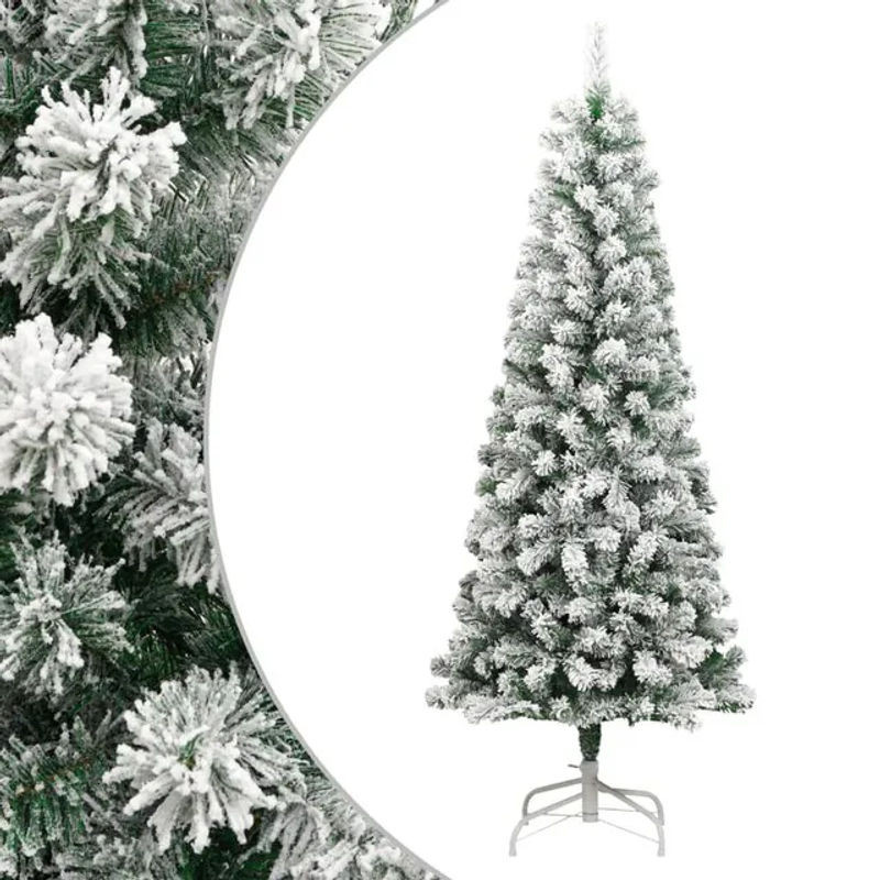 Vidaxl Künstliche Tanne für Weihnachten, Beschneit, Grün/Weiß, Höhe: 210 cm - Bild 1
