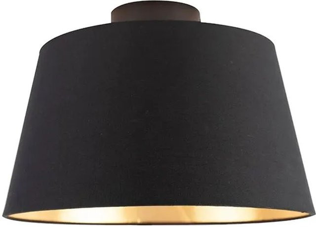 QAZQA Deckenleuchte mit Baumwollschirm in Schwarz und Gold, dimmbar, E27, Durchmesser: 32 cm, Höhe: 22 cm - Bild 1