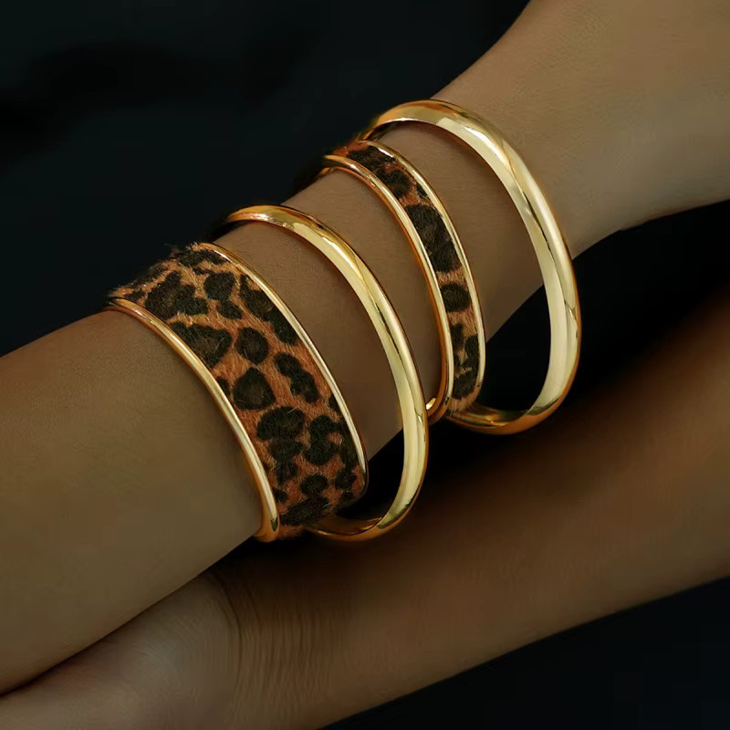 belleper Armband-Set, 4-teilig, Leopardenmuster, goldfarben, Damen - Bild 3