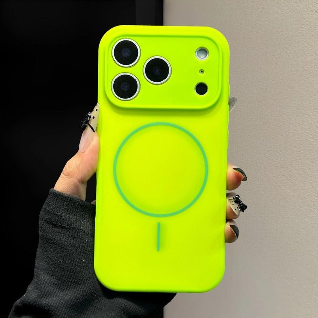Magnetische Silikon Schutzhülle für Apple iPhone in Grün mit fluoreszierendem Design - Bild 1