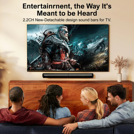 ULTIMEA 2,2-Kanal Soundbar für Smart TV mit Bluetooth 5.3 und App-Steuerung, abnehmbares 2-in-1 Design, Schwarz