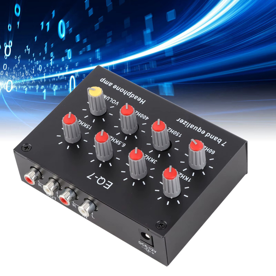YOSOO 7-Band Digital-Equalizer in Schwarz mit 12 dB und hoher Bass-Anpassung für Zweikanal-Betrieb (DC5V-12V) - Bild 3