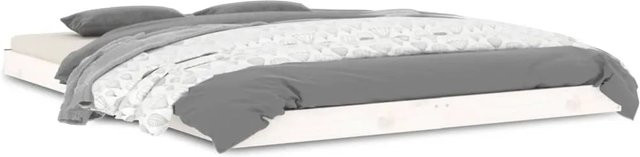 vidaXL Massivholzbett aus Kiefer in Weiß, Modernes Doppelbett, B/T/H: 135 x 190 cm - Bild 1