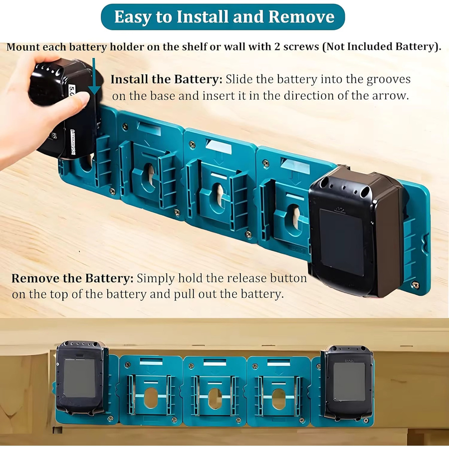 Wandmontierter Werkzeughalter und Batteriehalter für Makita 18V mit Schrauben - Bild 5