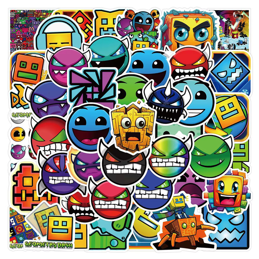 Bandai Geometry Dash Cartoon Sticker Set für Skateboard, Handy und Laptop in Multicolor - Bild 2