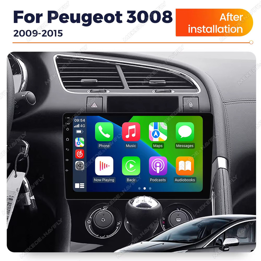NaviFly Android All-In-One Autoradio mit GPS Navigation und drahtlosem Carplay für Peugeot 308 3008 (2009–2015), 2 GB RAM + 32 GB Speicher, Schwarz - Bild 2