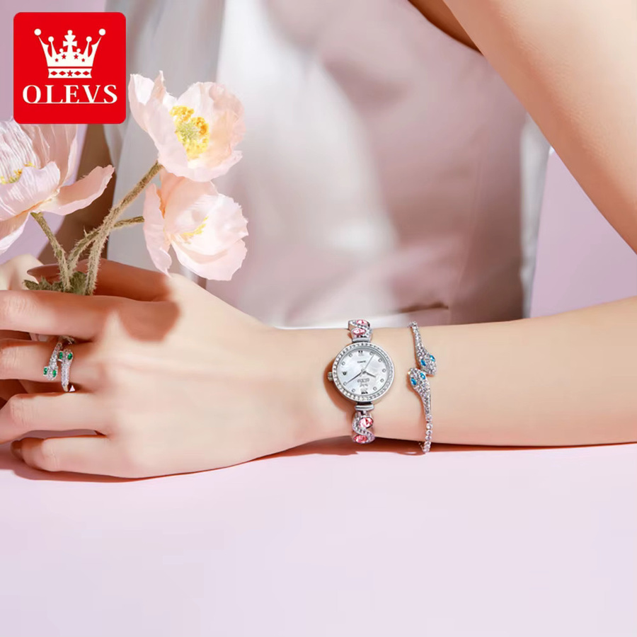 OLEVS Armbanduhr, Diamantbesetzt, Quarz, Edelstahl, Damen - Bild 2