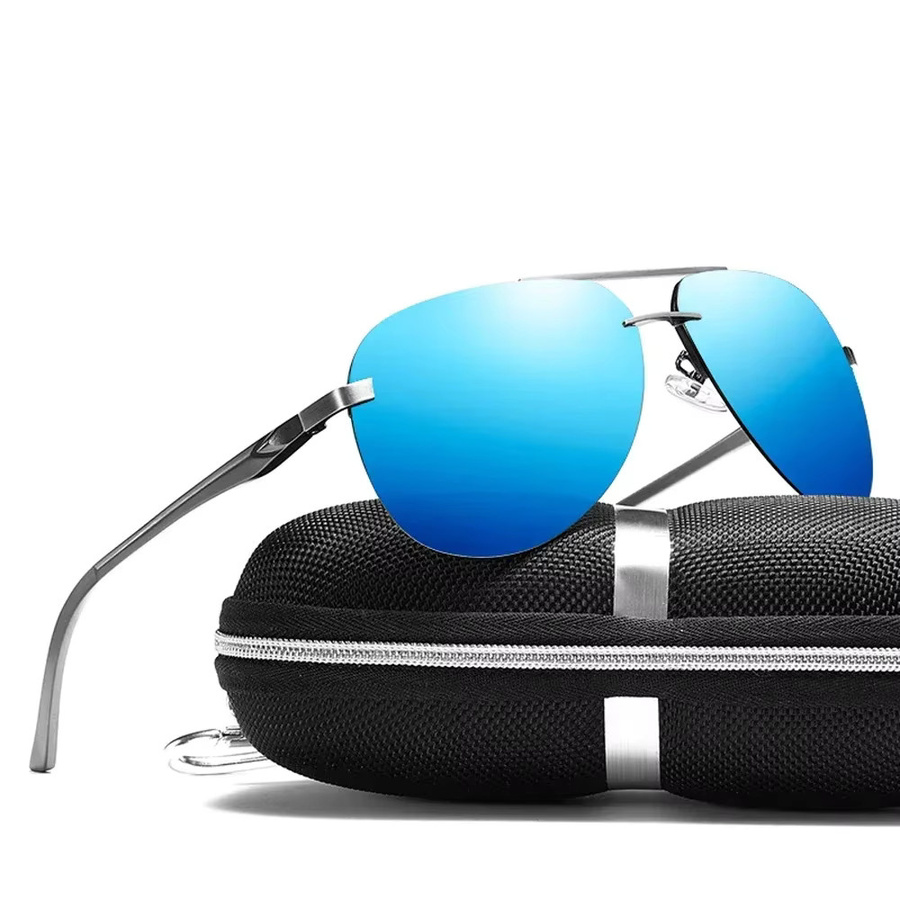 XaYbZc Sonnenbrille Aviator, Aluminium, polarisiert, blau, Unisex - Bild 5