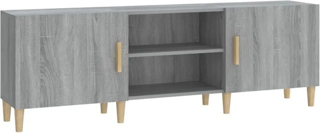 vidaXL TV-Schrank Grau Sonoma aus Holzwerkstoff und Eukalyptus, B/T/H: 150 x 30 x 50 cm - Bild 1