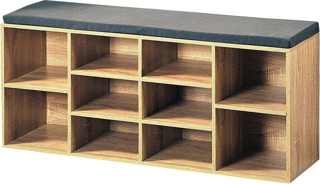 HTI-Living Garderobenbank mit 10 Fächern und Sitzkissen in Sonoma, Farbe: Braun/Grau, B/T/H: 104 x 30 x 48 cm - Bild 1