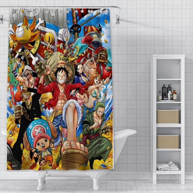 Wasserfester Duschvorhang mit Anime-Motiv L-Luffy von Baifenbai Home Furnishing, bunt, Polyester, B/H: 210 x 180 cm - Bild 1