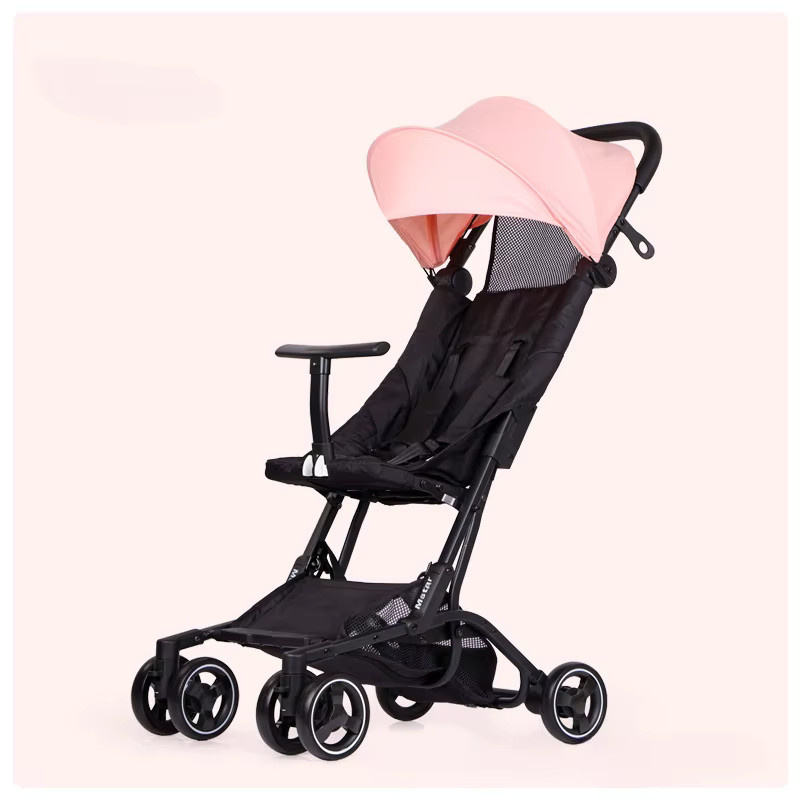 Tragbarer Klappkinderwagen von Warm house mit Sonnenverdeck in Grau oder Pink - Bild 2