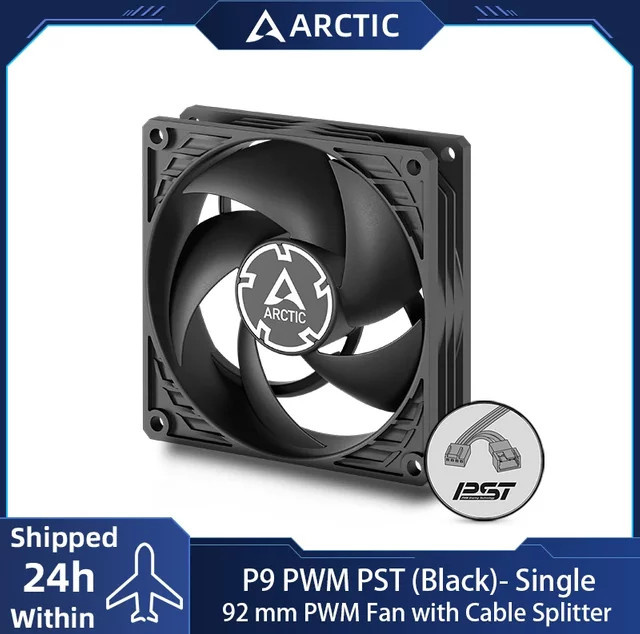 Arctic P9 PWM PST Gehäuselüfter Schwarz 92 mm mit Kabelsplitter für hohen statischen Druck und effiziente Kühlung - Bild 1