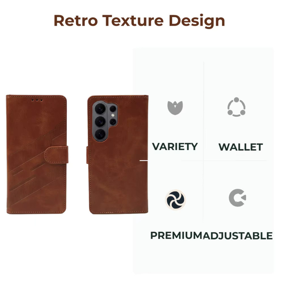 Leder-Flip-Hülle für Samsung Galaxy S26 S25 S24 S23 Ultra S22 Plus FE A36 A37 A56 A26 A15 A16 Kartenetui mit Prägung in Grün - Bild 4