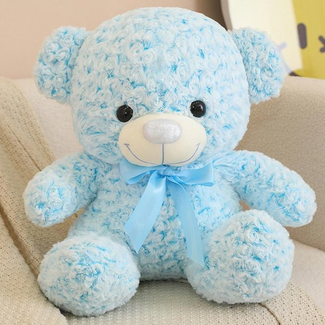 Sitzender Teddybär Puppe, Plüschtier, Blau - Bild 1