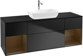 V&B Waschtischunterschrank Finion in Schwarz Lackiert, Breite: 160 cm - Bild 1