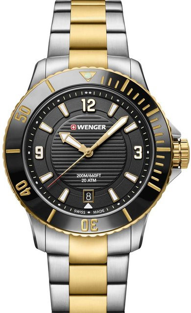 Wenger Damenuhr Taucheruhr, Quarz, Edelstahl, Schwarz, 36 mm, 20 ATM - Bild 1