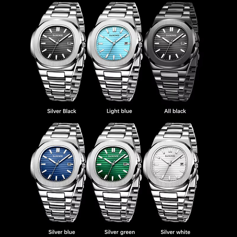 LIGE Armbanduhr, Quarz, Edelstahl, Silber, Herren, Datum, Leuchtzeiger - Bild 6