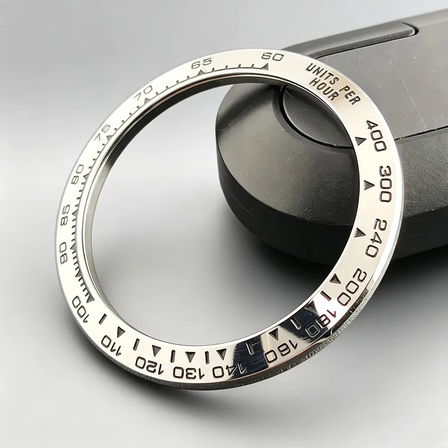 OUMASHI Lünetteneinlage Keramik, silber, 39,3*31,5 mm, Uhren-Ersatzteil - Bild 1