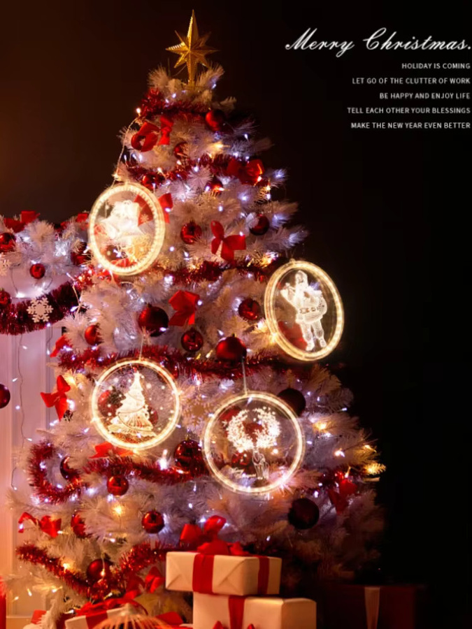 Bunte Weihnachts-LED-Lichterkette mit 3D-Buchstaben und Saugnäpfen für die Baumdekoration in RGB-Farben - Bild 3